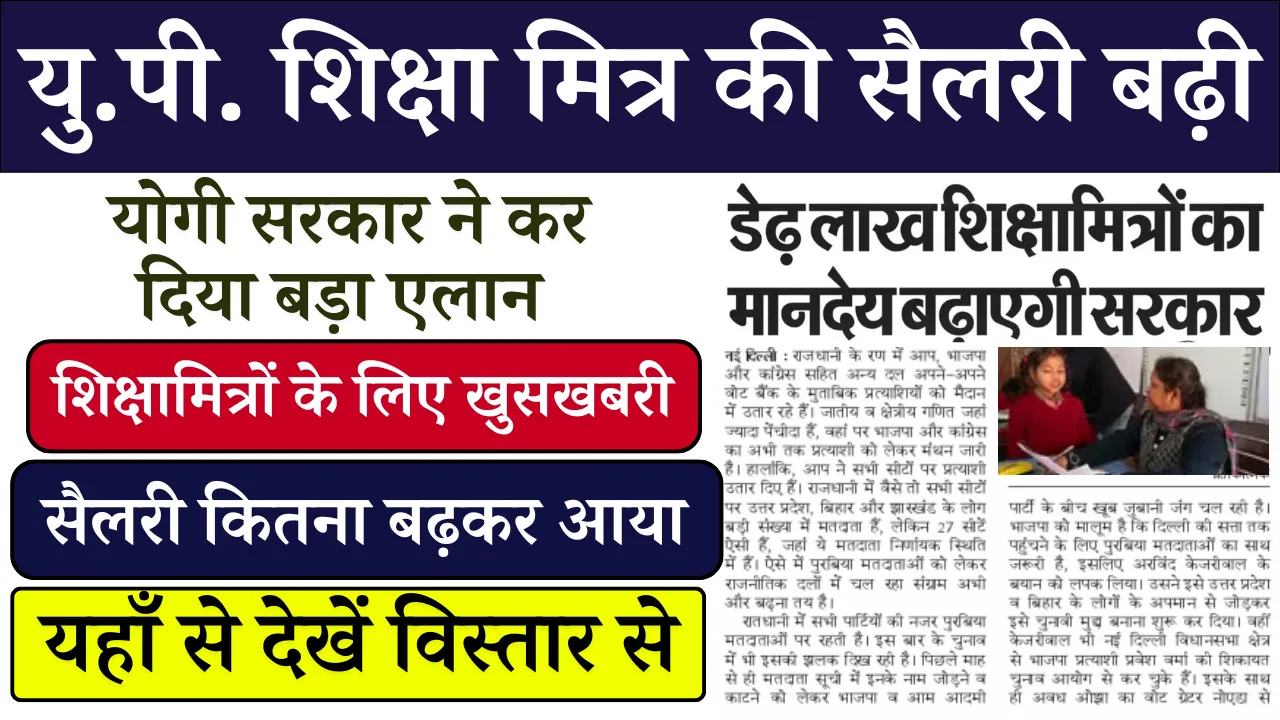 UP Shiksha Mitra Salary Hike