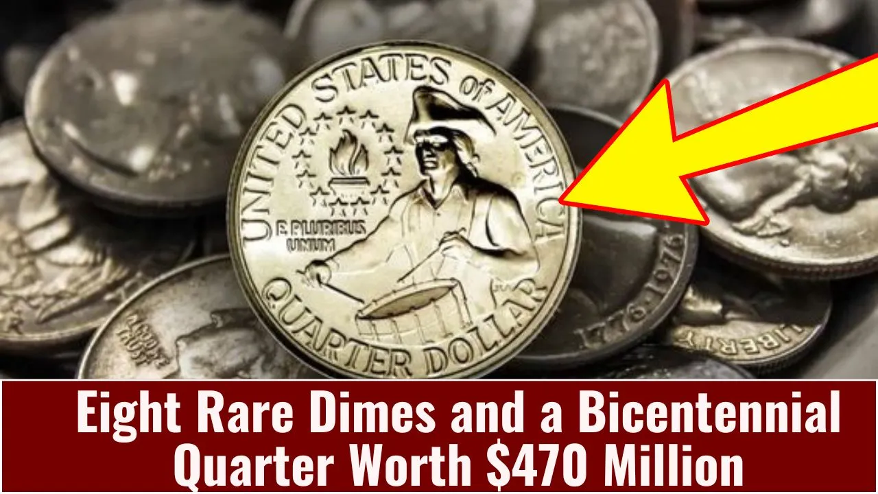 Eight Rare Dimes and a Bicentennial Quarter